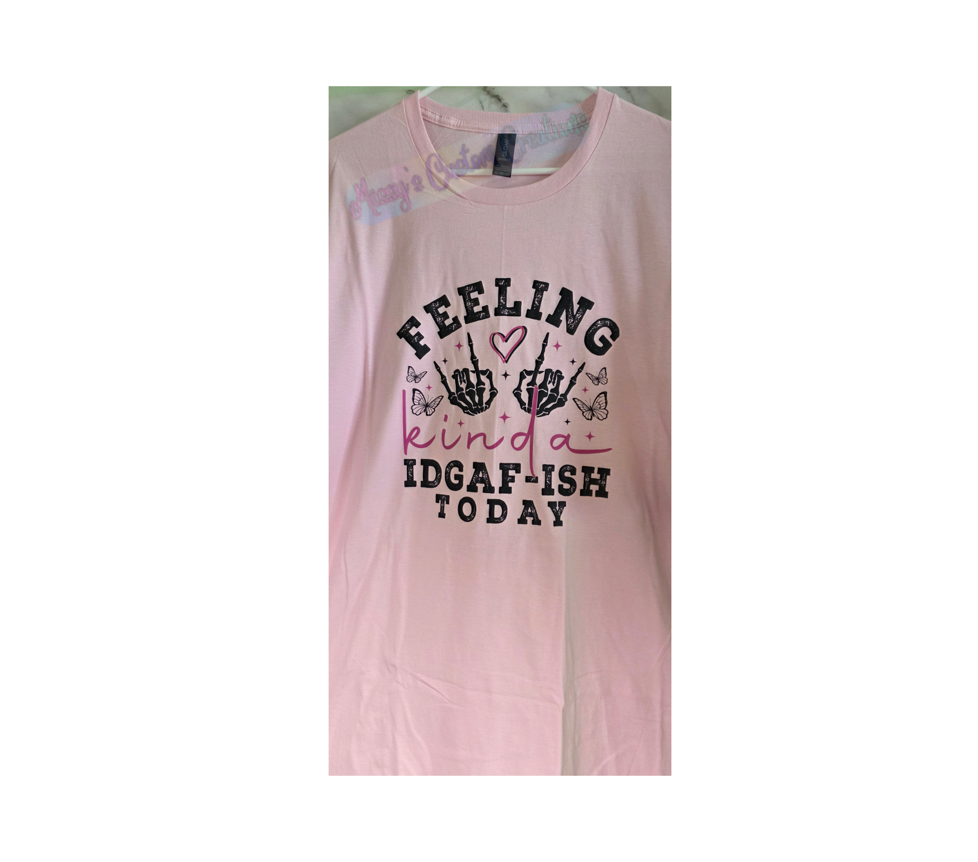 Feeling Kinda IDGAF-ish Unisex Light Pink T-Shirt
