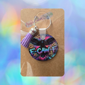 "F-Caw-F" Round Wooden Keychain with Purple Tassel