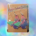 Butterfly Glitter Faux Leather Earrings in Green, Pink & Purple