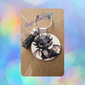 Cute Dragon Round Wooden Keychain with Black Tassel