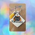 "Ew, People." Cat Wooden Keychain with Yellow Tassel