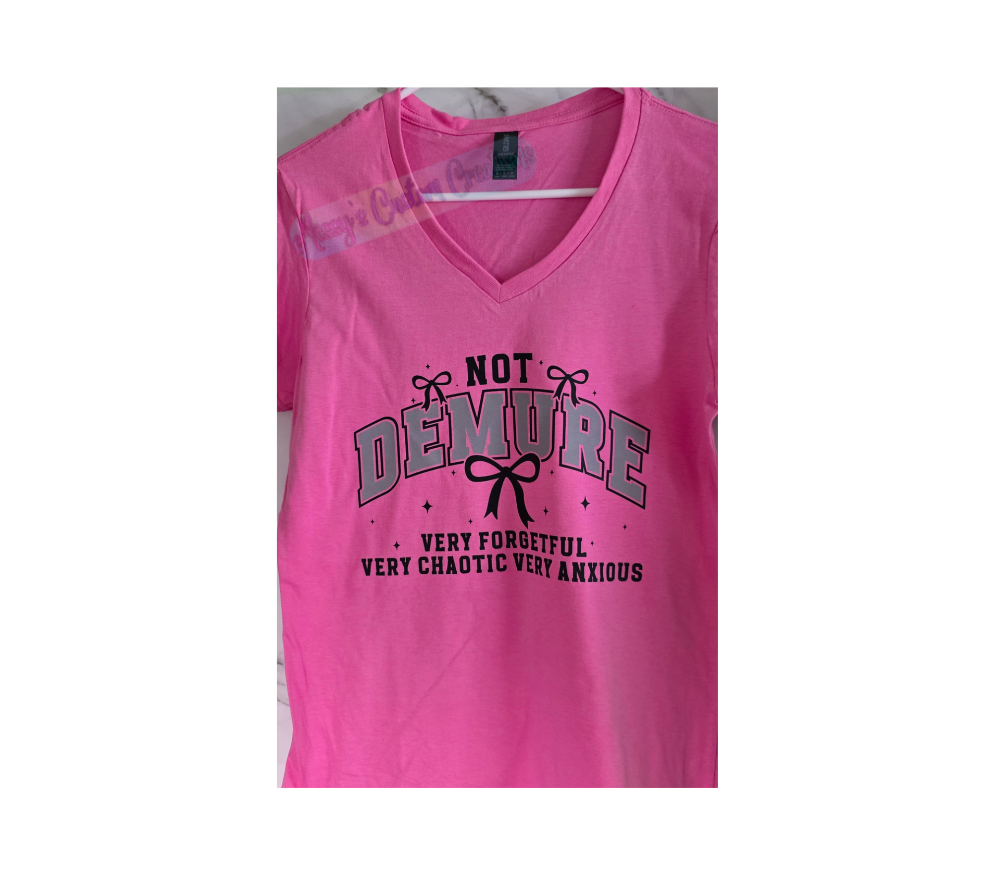 Not Demure, Very Chaotic Women's Pink V-Neck T-Shirt