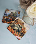 Old Trucks & Pumpkins Metal Coasters – Set of 2