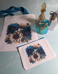 Blue & Cream Daisy Canvas Tote & Makeup Bag Set