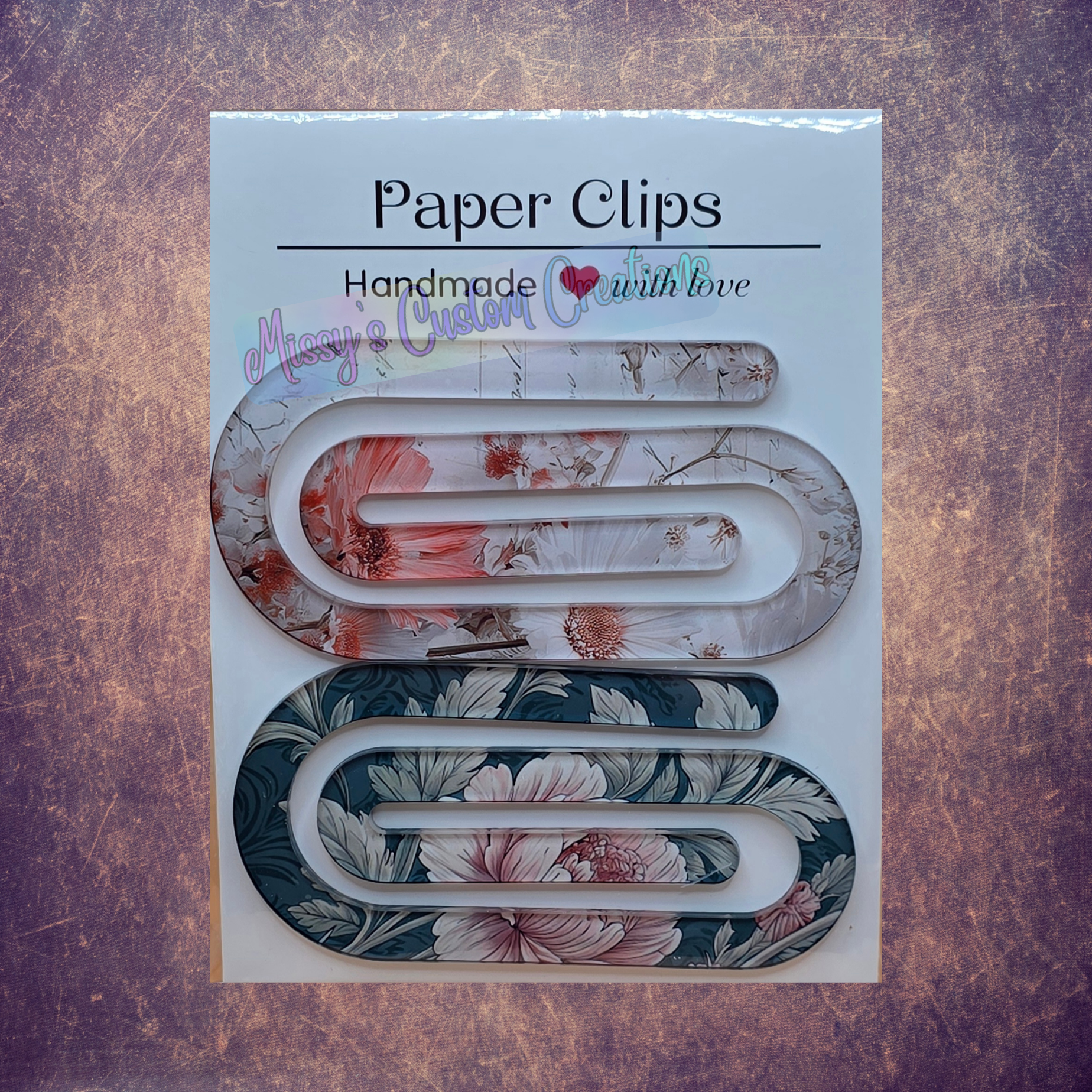 Jumbo Acrylic Paper Clips – Pink Floral Designs