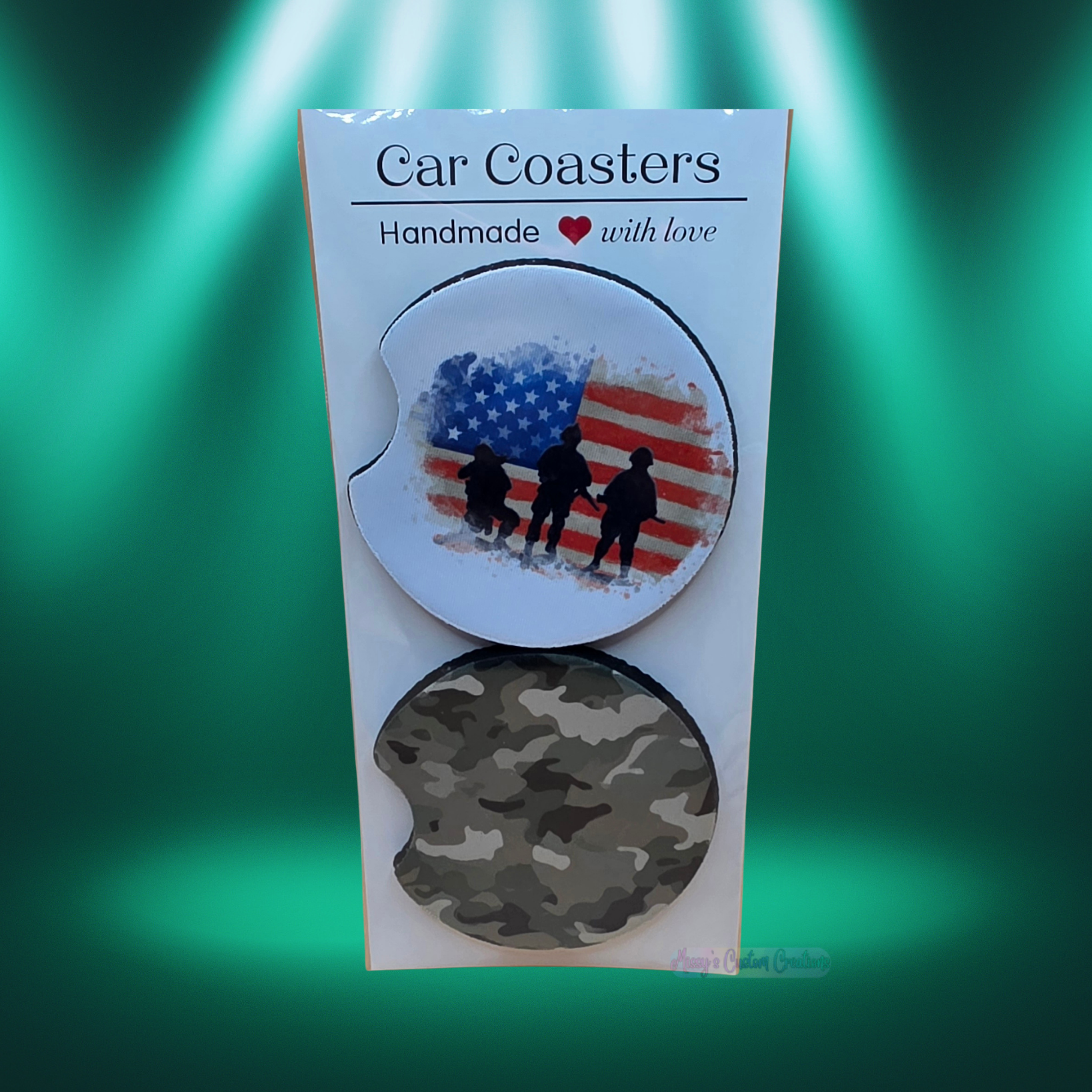 American Flag, Soldiers & Camo Car Coasters