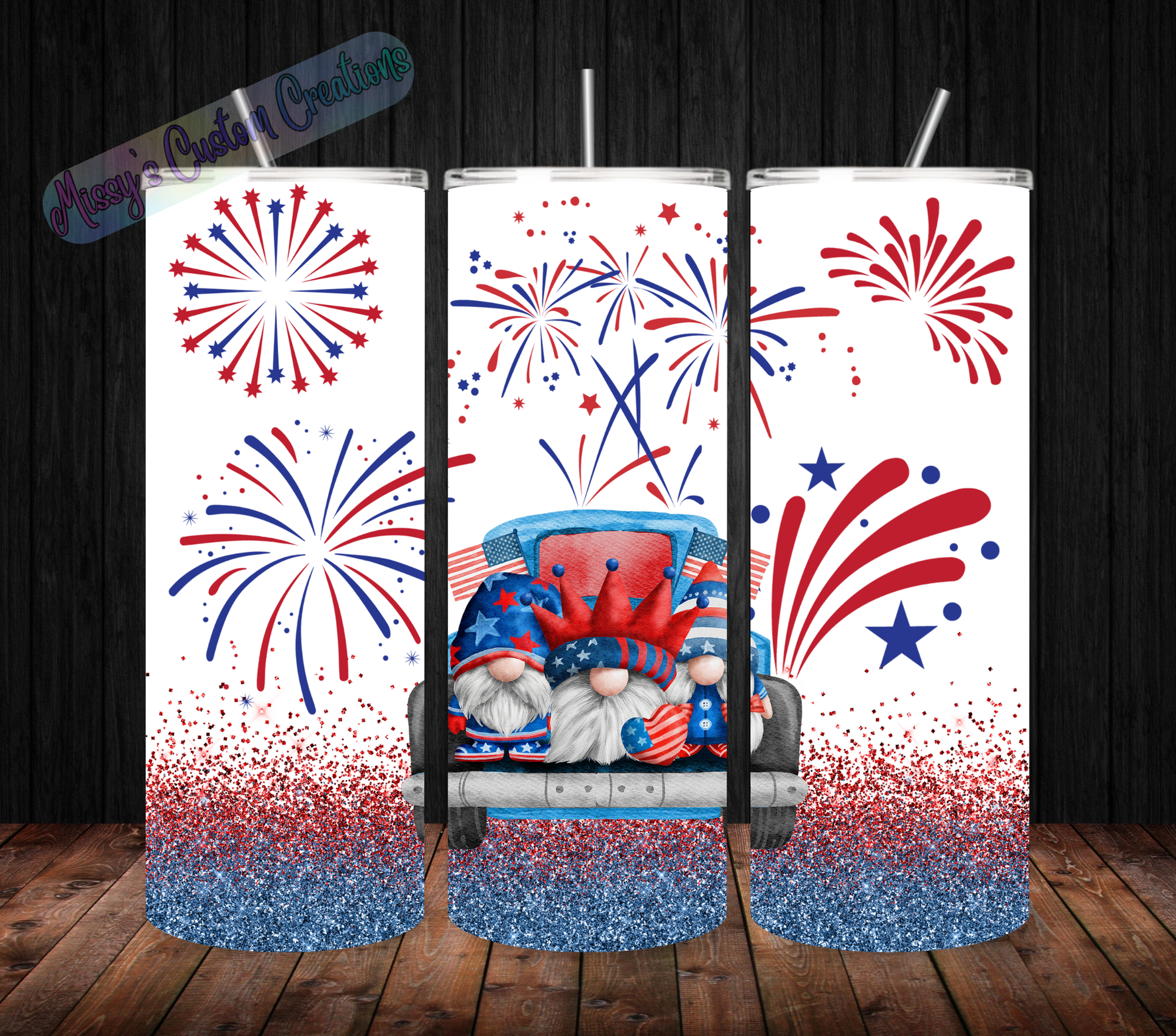 20oz Skinny Tumbler - Gnome 4th of July