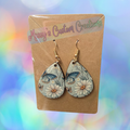 Wooden Teardrop Daisy & Butterfly Earrings
