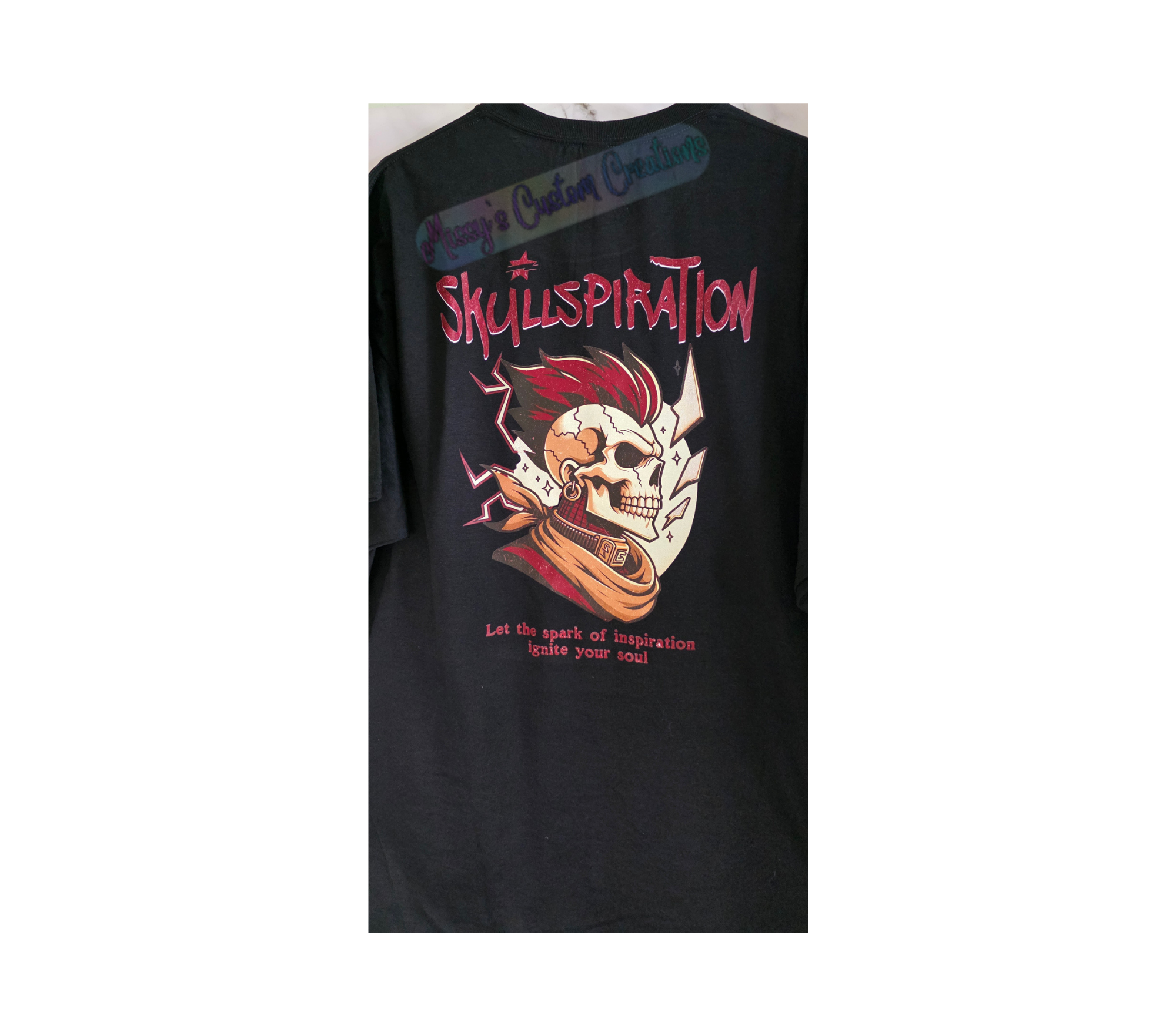 Skullspiration Unisex Black T-Shirt – Mohawk Skull Design