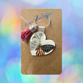 Patriotic Butterfly Heart Shaped Wooden Keychain