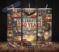 Rustic 20 oz Skinny Tumbler – Quilt, Old Truck & 250th USA Birthday