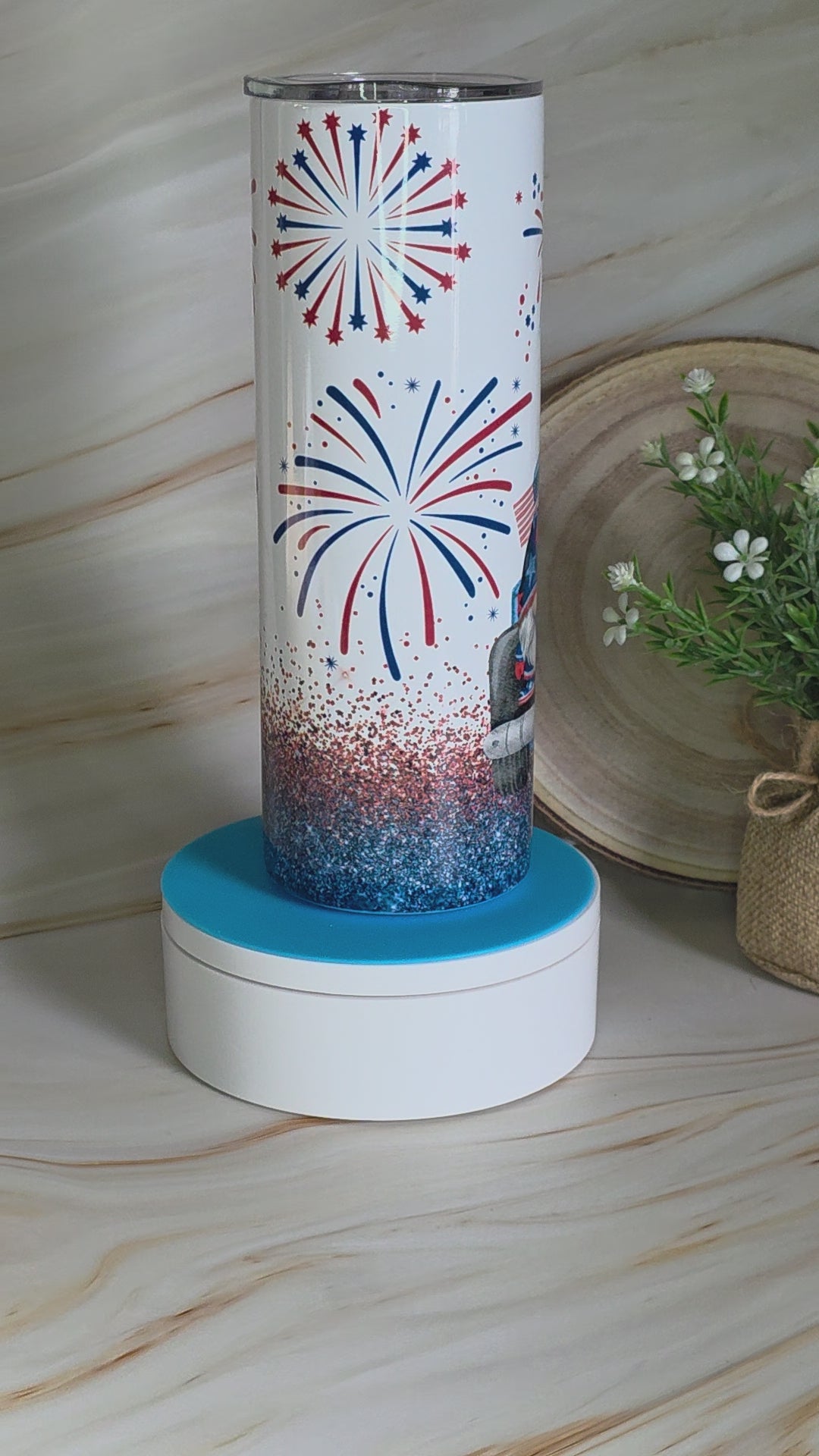 20oz Skinny Tumbler - Gnome 4th of July