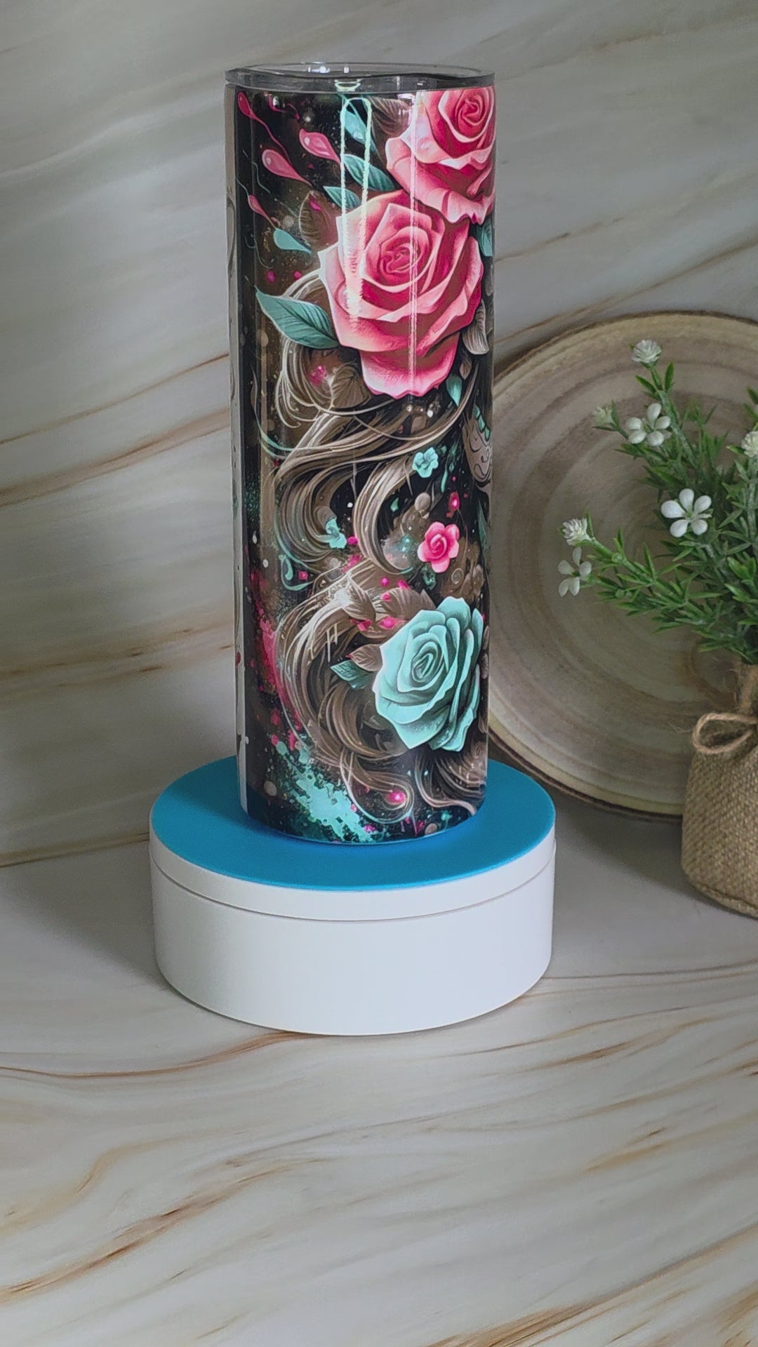 20 oz Skinny Tumbler - Sugar Skull Lady